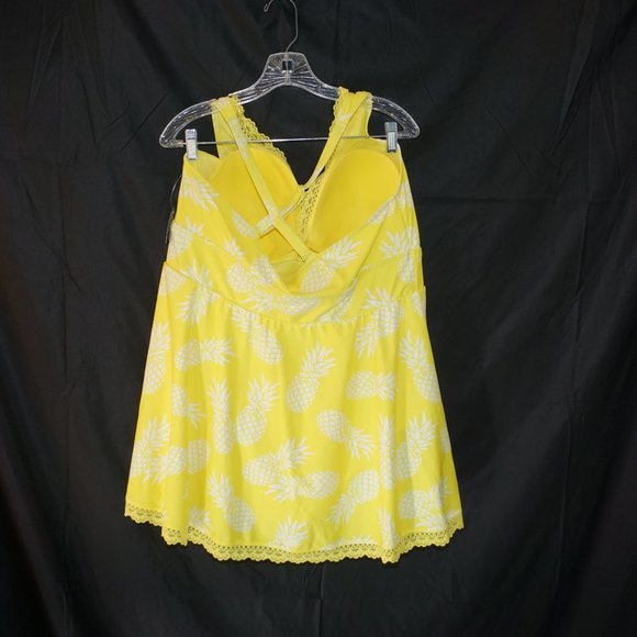 TORRID Graphic Pineapple Wireless Mid Lace Trimmed Skirted Swim Dress NWT 3X - Picture 11 of 15